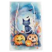 Halloween Oriental Blue Cat met pompoenen eng Medium Cadeauzakje (Voorkant)