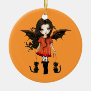 Halloween Ornament Little Vampire met katten