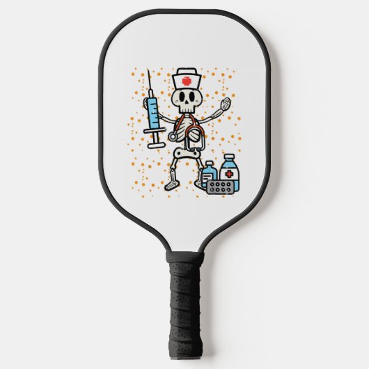 Halloween Orthopedisch Verpleegkundige Skelet Scru Pickleball Paddle (Voorkant)