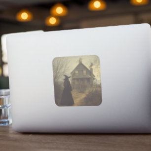 Halloween Oude Heks Vierkante Sticker