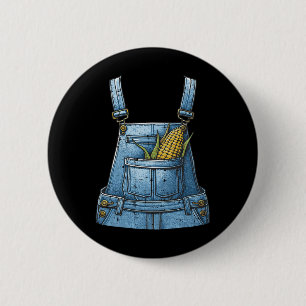 Halloween Overalls Maïs Boerderij Kostuum Boer Man Ronde Button 5,7 Cm
