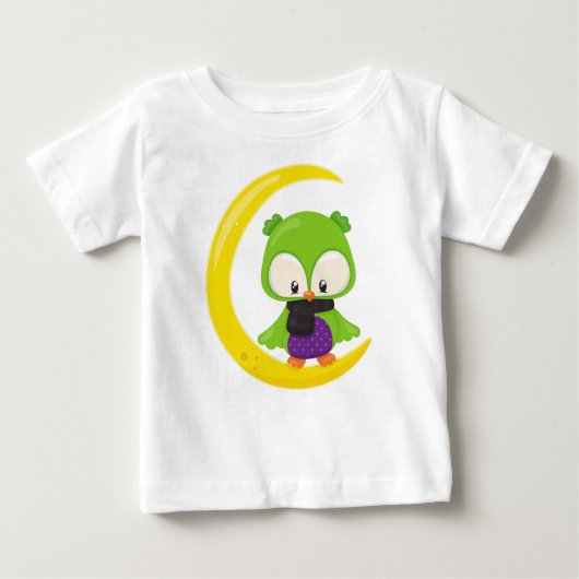 Halloween Owl, Cute Owl, Green Owl, Moon, Scarf (Voorkant)