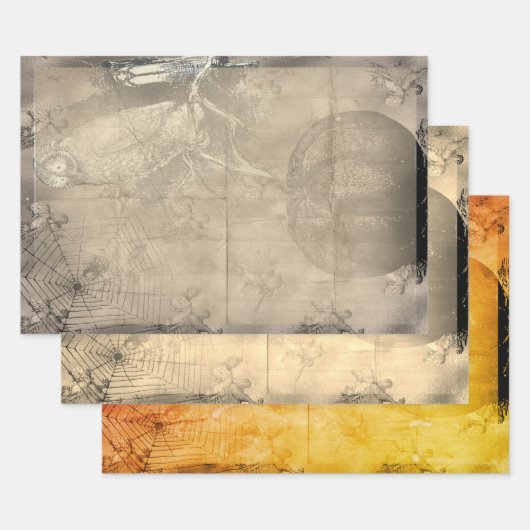 Halloween Owl en Pumpkin  Creepy Inpakpapier Vel (Set)