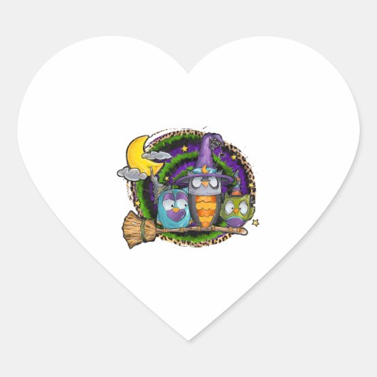 Halloween Owl Hart Sticker (Voorkant)