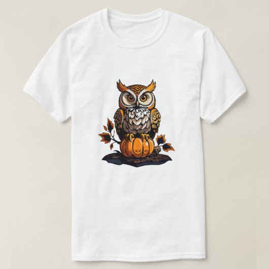 Halloween Owl met pompoen T-shirt (Design voorkant)