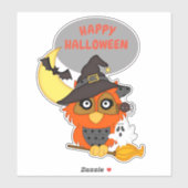 Halloween Owl op Broom Sticker (Vel)