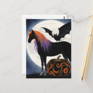 Halloween Paard en Vleermuis Briefkaart