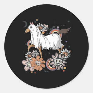 Halloween Paardenkostuum Ghost Boo Pumpkin Spooky Ronde Sticker