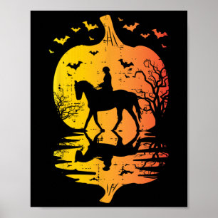 Halloween Paardensilhouet Pompoen Kostuum Poster
