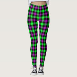 Halloween Paars en Neon Green Tartan Leggings