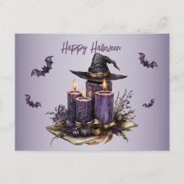 Halloween Paarse Candles Bats Spooky Scary Briefkaart