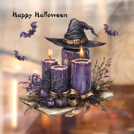 Halloween Paarse Candles Bats Spooky Scary Raamsticker