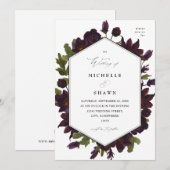 Halloween Paarse Floral Wedding Kaart (Voorkant / Achterkant)