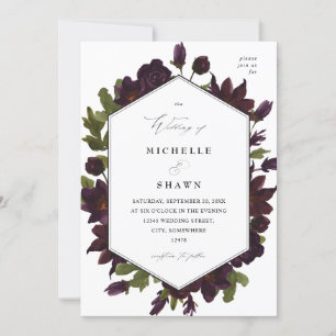Halloween Paarse Floral Wedding Kaart