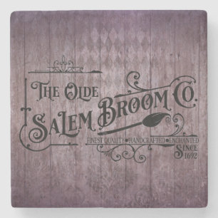 Halloween Paarse Grunge Gothic Salem Broom Company Stenen Onderzetter