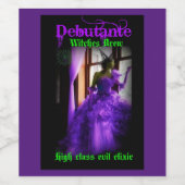 Halloween Paarse heks Wijn Etiket (Enkel label)