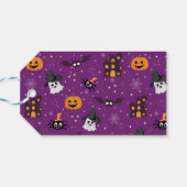 Halloween paarse patroon cadeaulabel (Achterkant Horizontaal)