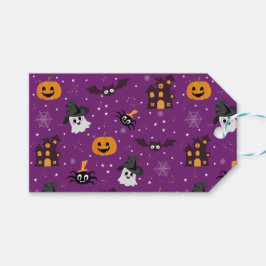 Halloween paarse patroon cadeaulabel
