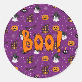 Halloween paarse patroon ronde sticker