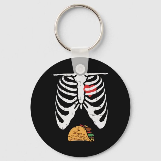 Halloween Papa Skelet Taco Belly Fun Zwangerschap Sleutelhanger (Voorkant)
