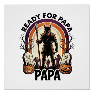 Halloween Papa T-shirt Vintage Kerkhof Zonsonderga Perfect Poster