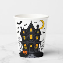 Halloween Paper Cup met Haunted House Design