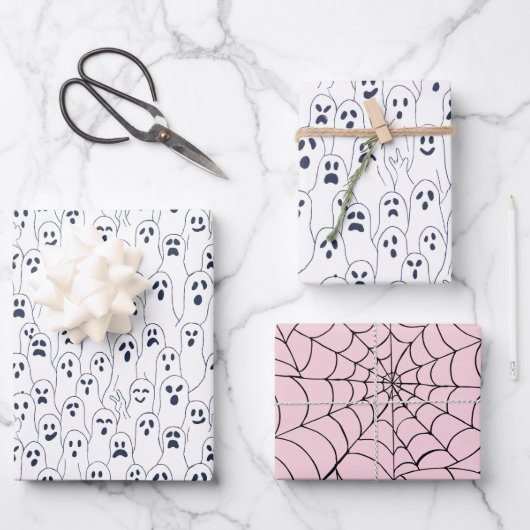 Halloween Paper - ghosts and spider web (Voorkant)