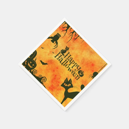 Halloween Papier Servet Katten Vleermuizen Uilen (Hoek)