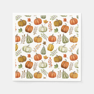 Halloween papieren servet met pompoenen - Wit