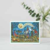 HALLOWEEN PARADE Witch Giraffe Beer Zebra Skellies Feestdagenkaart (Staand voorkant)