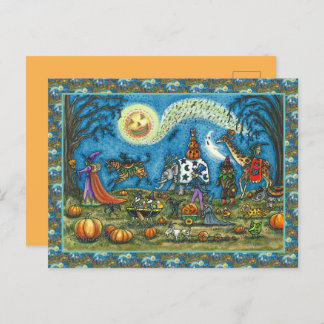 HALLOWEEN PARADE Witch Giraffe Beer Zebra Skellies Feestdagenkaart
