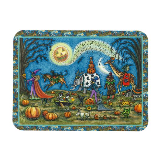 HALLOWEEN PARADE Witch Giraffe Beer Zebra Skellies Magneet (Horizontaal)
