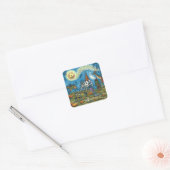 HALLOWEEN PARADE Witch Giraffe Beer Zebra Skellies Vierkante Sticker (Envelop)