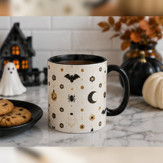 Halloween Parisian Bistro Mozaïek Tegeltje Koffie Mok