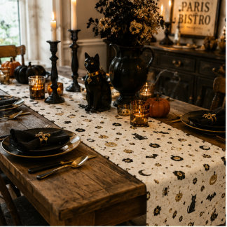 Halloween Parisian Bistro Mozaïek Vintage Gotisch  Korte Tafelloper