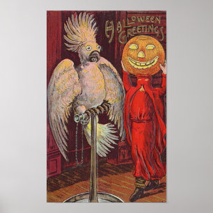 Halloween Parrot en Pumpkin Poster