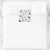 Halloween partij doodle patroon vierkante sticker (Tas)
