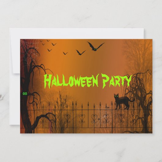 Halloween Party Bats et Black Cat Invitation (Devant)