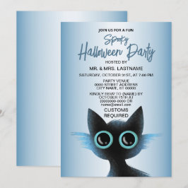 Halloween Party Big Eyes Zwart Blauw Kwaad Kat Kaart