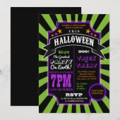 Halloween Party Black and Green Carnival-uitnodigi Kaart (Voorkant / Achterkant)