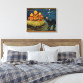 Halloween Party Black Cat Canvas Afdruk (Insitu (Slaapkamer))