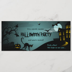 Halloween Party Black Cat Haunted House Blue Kaart