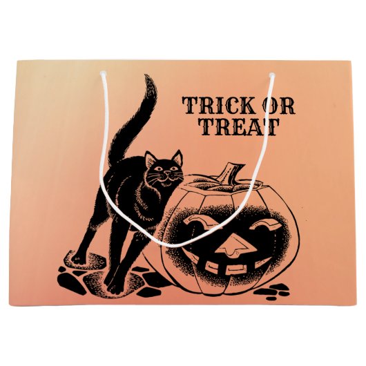Halloween Party Black Cat Pumpkin Oranje Scary Groot Cadeauzakje (Voorkant)