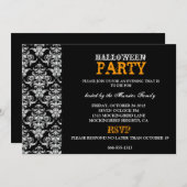 Halloween Party - Black Gothic Damask Kaart (Voorkant / Achterkant)