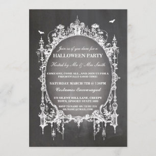 Halloween Party Black Gothic Spider Lijst Uitnodig Kaart
