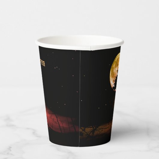 Halloween Party Black Night Volle Maan Eng Papieren Bekers (Rechts)
