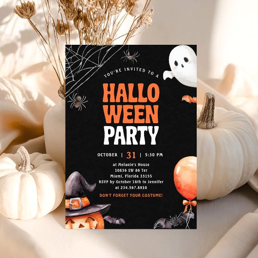 Halloween Party Black Orange Invitation