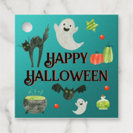 Halloween Party Blauwgroen en Groen Bedankjes Labels