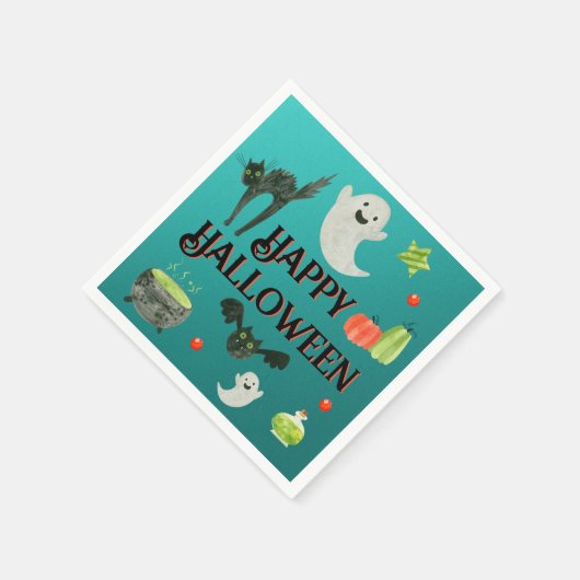 Halloween Party Blauwgroen en Groen Servet (Hoek)