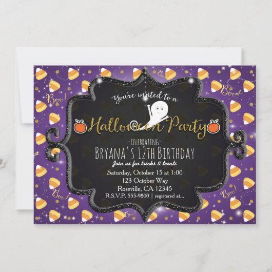HALLOWEEN PARTY Candy Corn Ghost Invitation (Devant)